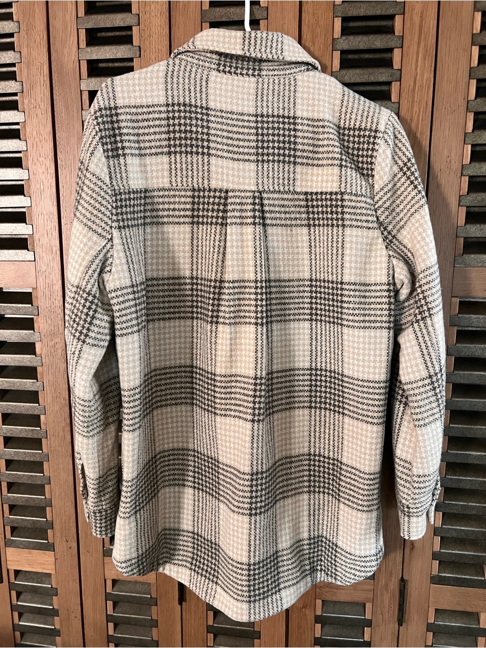 Ellison Beige and Black Plaid Teddy Jacket
